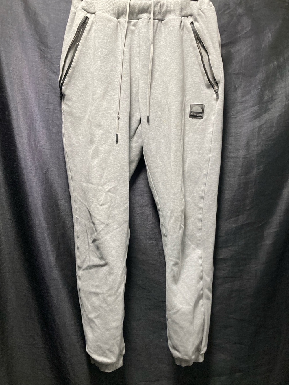 Ellesse Men’s Grey Jogger Sweatpants Zip Pockets Logo Athletic S